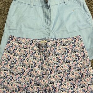 J CREW short set of 2. 1 Floral Print Cotton Shorts and 1 Light Blue Shorts